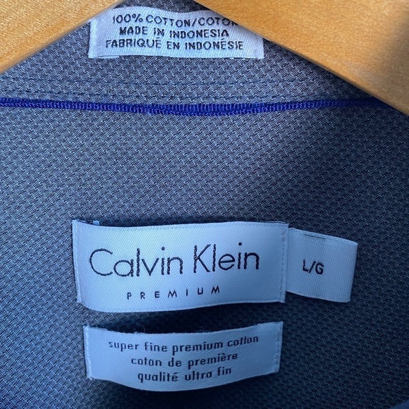 Calvin Klein Dark Navy Men's Premium Long Sleeve Button Up‎ Shirt Size Large - Picture 2 of 12